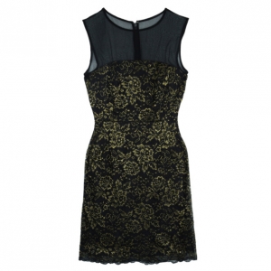 Pre Owned Diane Von Furstenberg Nisha Metallic Lace Dress S