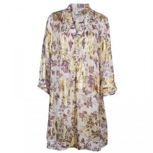 Pre Owned Diane Von Furstenberg Cream Printed Layla Dress XL