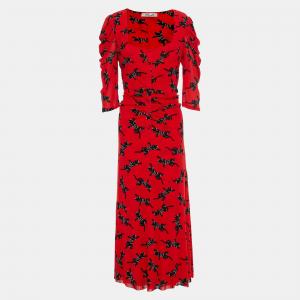 Diane Von Furstenberg Red Climbing Panther Abra Midi Dress XL