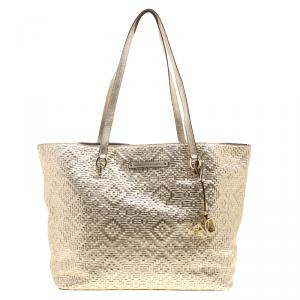 مملوكة مسبقًا Diane Von Furstenberg Metallic Gold Quilted Leather Ready to Go Tote