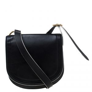Diane von Furstenberg Black Leather Small Saddle Crossbody Bag