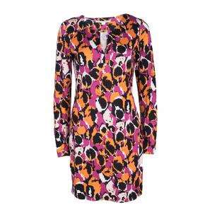 Pre Owned Diane Von Furstenberg Multicolor Printed Silk Jersey Reina Dress M