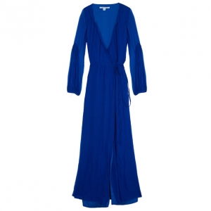 Pre Owned Diane Von Furstenberg Blue 'Catroux' Chiffon Maxi Dress M