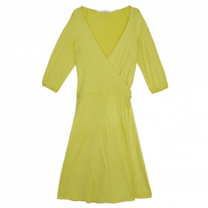 Pre Owned Diane Von Furstenberg Andrina Yellow Wrap Dress L