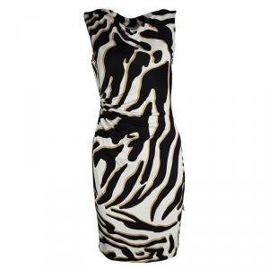 Pre Owned Diane Von Furstenberg Multicolor Printed Silk Ruched Sleeveless Glasmary Dress S