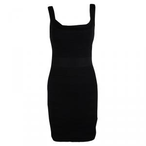 Pre Owned Diane Von Furstenberg Black Wool Sleeveless Stitches Dress S