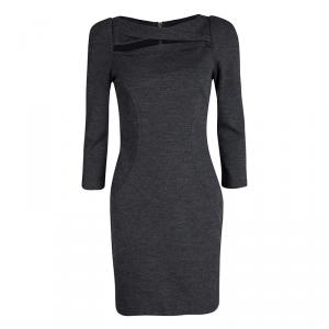 Pre Owned Diane Von Furstenberg Grey Wool Cutout Detail Slashed Arita Dress S