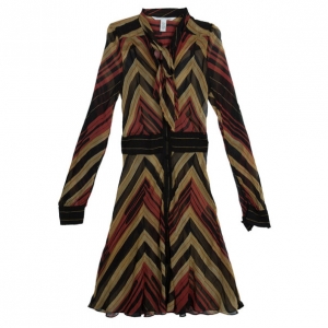 Pre Owned Diane Von Furstenberg 'Hannah' Tricolor Dress M