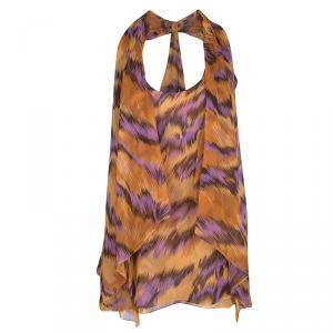 Pre Owned Diane Von Furstenberg Multicolor Printed Silk Chiffon Sleeveless Marroca Top XL
