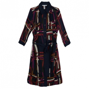 Pre Owned Diane Von Furstenberg 'Calzare' Geometric Print Shirt Dress L