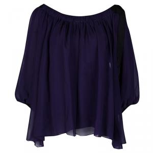 Pre Owned Diane Von Furstenberg Purple Silk Chiffon Terra Blouse L