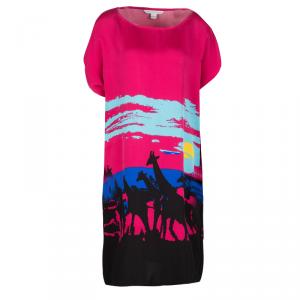 Pre Owned Diane Von Furstenberg Multicolor Giraffe Print Harriet Tunic Dress L