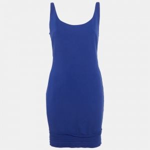 Pre Owned Diane Von Furstenberg Blue Jersey Mini Dress M