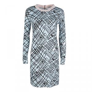 Pre Owned Diane Von Furstenberg Multicolor Raw Edged Neck Detail Jenetta Dress XS