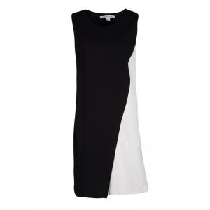 Pre Owned Diane Von Furstenberg Monochrome Colorblock Jersey Sleeveless Livvy Shift Dress M