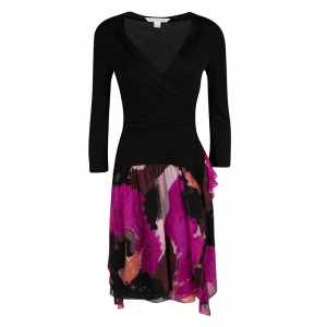 Pre Owned Diane Von Furstenberg Multicolor Printed Riviera Wrap Dress S