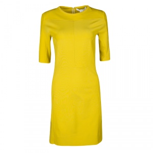 Pre Owned Diane Von Furstenberg Acid Yellow Oka Sheath Dress M