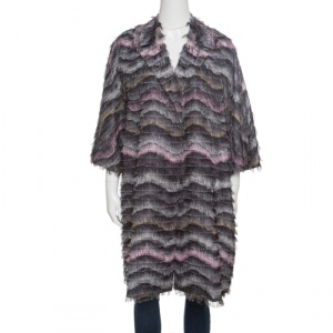 Diane Von Furstenberg Encore Wild Rose Fringed Floretta Coat M