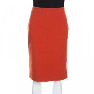 Pre Owned Diane Von Furstenberg Burnt Orange  Jersey Esme Pencil Skirt M