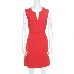 Pre Owned Diane Von Furstenberg Red Jersey Sleeveless Fleur Sheath Dress M