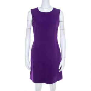 Pre Owned Diane von Furstenberg Purple Stretch Crepe Carrie Sheath Dress S