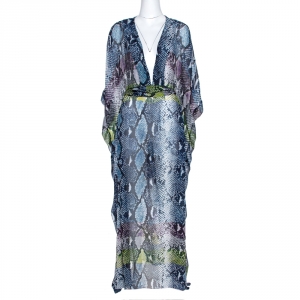 Pre Owned Diane von Fursternberg Multicolor Animal Print Silk Annushka Kaftan M