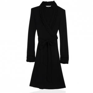 Pre Owned Diane Von Furstenburg Black Wool Wrap Dress S