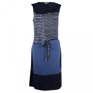 Diane Von Furstenberg New Christa Striped Silk Belted Dress L