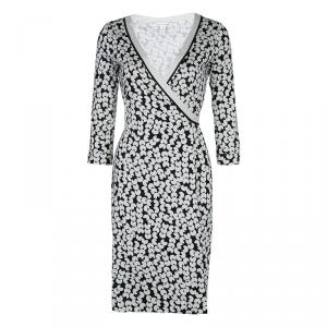 Pre Owned Diane Von Furstenberg Monochrome Vanessa Wrap Dress S
