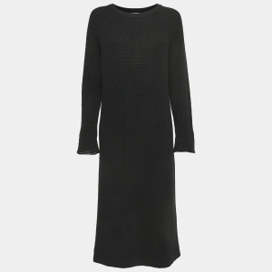 Kenzo Black Knit Logo Detail Sleeve Midi Dress M