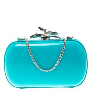Diane Von Furstenberg Teal Patent Leather Lytton Minaudiere Clutch