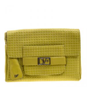 Diane Von Furstenberg Yellow Leather Mimosa Clutch