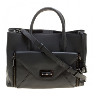 مملوكة مسبقًا Diane Von Furstenberg Grey Leather Large 440 Gallery Secret Envelope Tote
