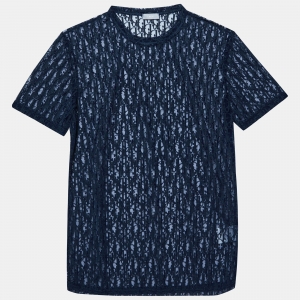 Dior Homme Navy Blue Oblique Jersey Sheer T-Shirt M