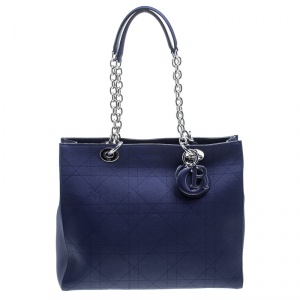 مملوكة مسبقًا Dior Blue Cannage Leather Large Shopping Tote