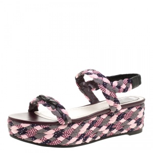 Dior Multicolor Braid Woven Ankle Strap Platform Sandals Size 40
