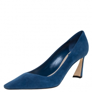 Pre Owned Dior Blue Suede Leather Pointed Toe Pumps Size 40