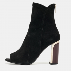 Pre Owned Dior Black Suede Open Toe Ankle Booties Size 39