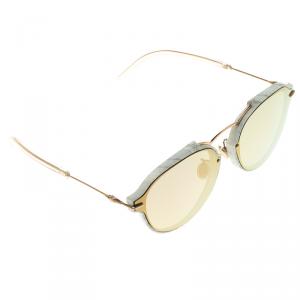 Pre Owned Dior Grey Marbled Acetate Pink Gold Finish Eclat Optyl Round Sunglasses
