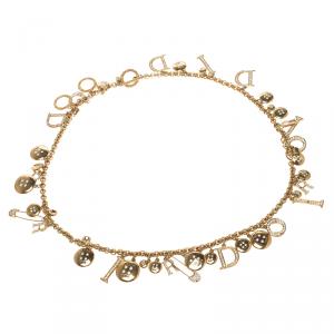Dior Christian Dior Vintage Crystal Gold Plated Chain Charm Belt / Necklace