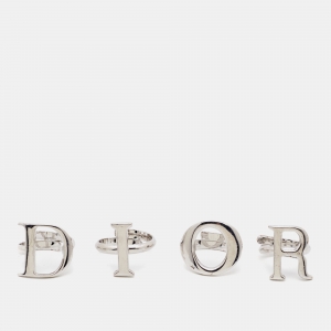 Dior Logo Silver Tone Ring Set Size 52