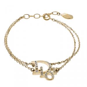 مملوكة مسبقًا Dior Oblique Crystal Gold Tone Bracelet 19cm