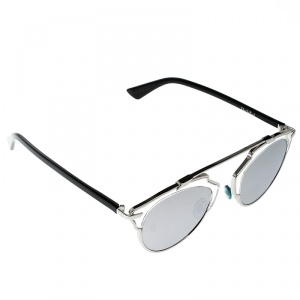 Pre Owned Dior Silver Mirrored APPDC So Real Round Sunglasses