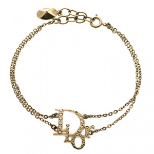 مملوكة مسبقًا Dior Oblique Crystal Gold Tone Bracelet 20 cm