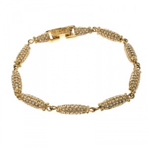 Dior Crystal Studded Gold Tone Bracelet Size 21 cm