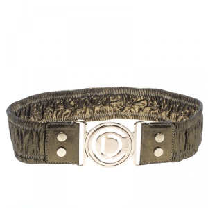 Pre Owned Dior Gold Shimmering Elastic Leather Belt S