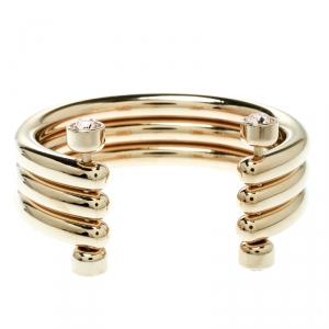 مملوكة مسبقًا Dior Crystal Gold Tone Wide Open Cuff Bracelet