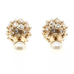 مملوكة مسبقًا Dior Mise En Dior Tribale Crystal  Gold Tone Stud Earrings