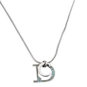 مملوكة مسبقًا قلادة ديور كريستال مرصعة بالشعار فضي اللون