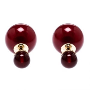 مملوكة مسبقًا Dior Mise en Dior Tribales Red Resin Stud Earrings